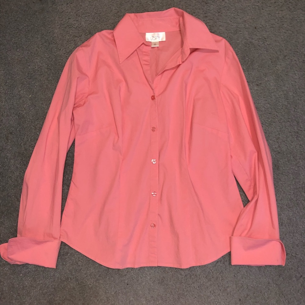 Ann Taylor Loft Pink Button Down - Picture 3 of 4